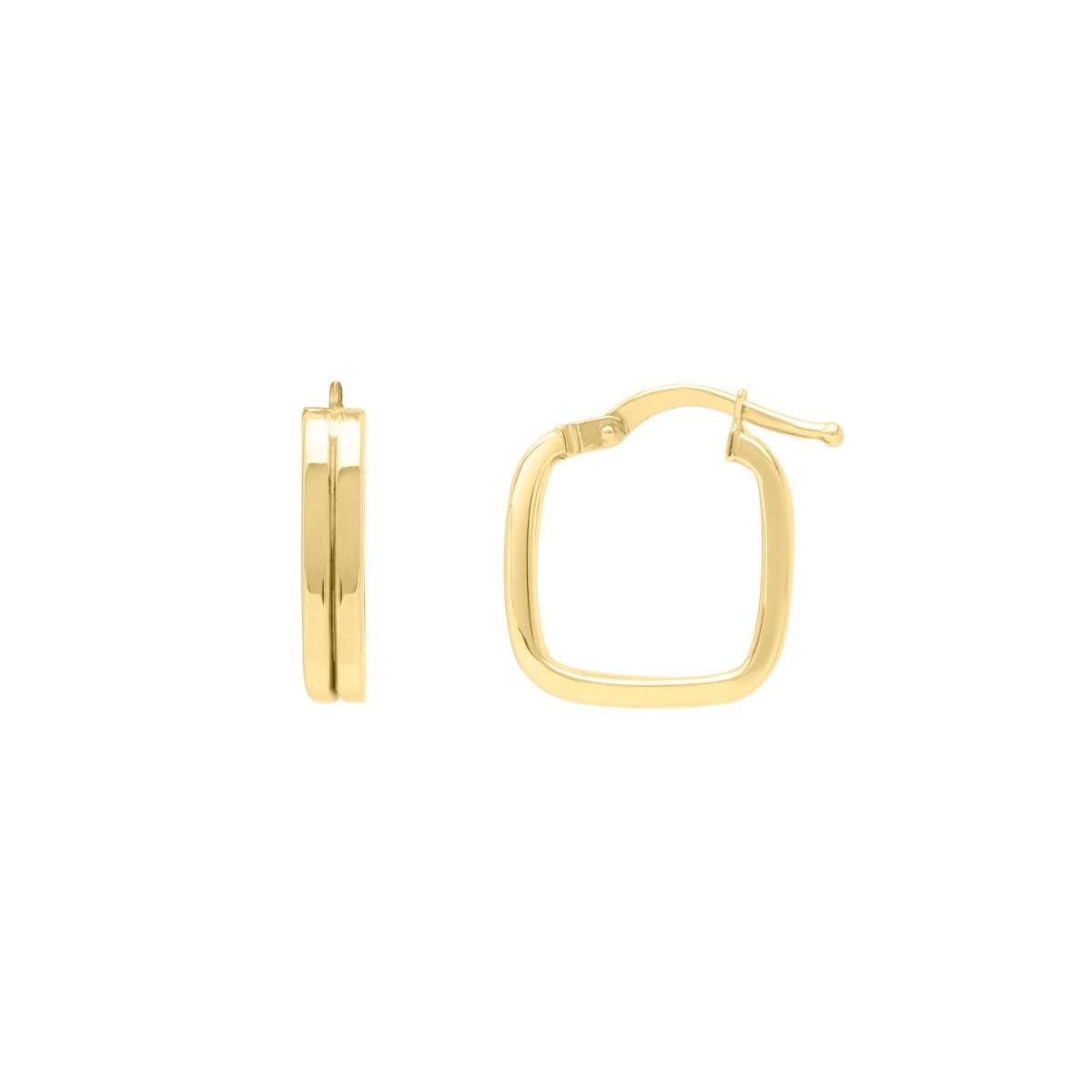 14k Yellow Gold 16mm Double Square Tube Hoop Earrings