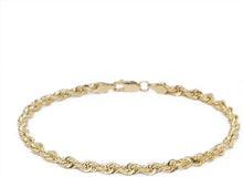Load image into Gallery viewer, 10k Yellow Gold 6mm Diamond Cut Hollow Rope Chain Anklet
