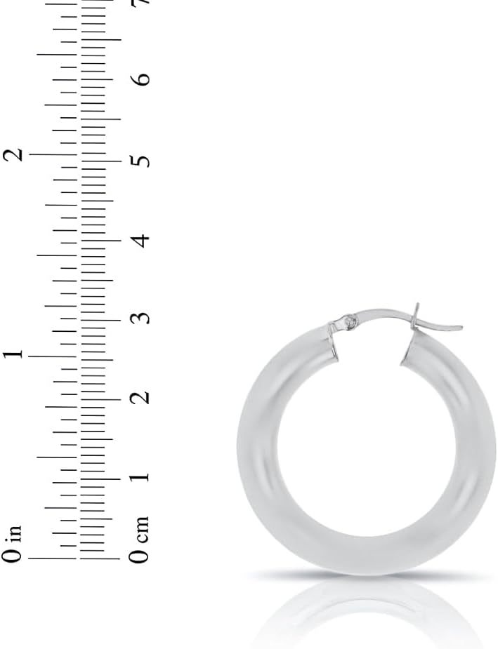 10k White Gold 5mm High Polish Round Tube Hoop Earrings