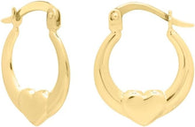 Load image into Gallery viewer, 14k Yellow Gold 18.5mm Heart Hoops Earrings
