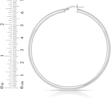 Load image into Gallery viewer, 10k White Gold 10mm x 3mm High Polish Round Tube Hoop Earrings
