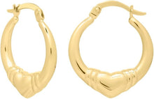 Load image into Gallery viewer, 14k Yellow Gold 18.5mm Heart Hoops Earrings
