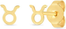 Load image into Gallery viewer, 14k Yellow Gold 5mm High Polish Zodiac Horoscope Aquarius Stud Earrings
