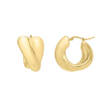 Load image into Gallery viewer, 14k Yellow Gold 19mm High Polish Crossover Hoop Earrings
