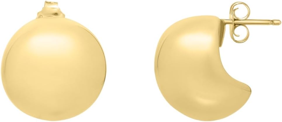 14k Yellow Gold 19mm Puffed Up Button Stud Earrings