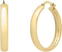 Load image into Gallery viewer, 14k Yellow Gold Small High Polish Round Wedding Band Hoop Earrings
