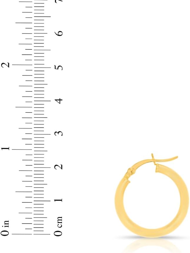 10k Yellow Gold 20mm x 2.5mm High Polish Round Tube Hoop Earrings