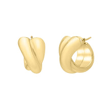 Load image into Gallery viewer, 14k Yellow Gold 19mm High Polish Crossover Hoop Earrings
