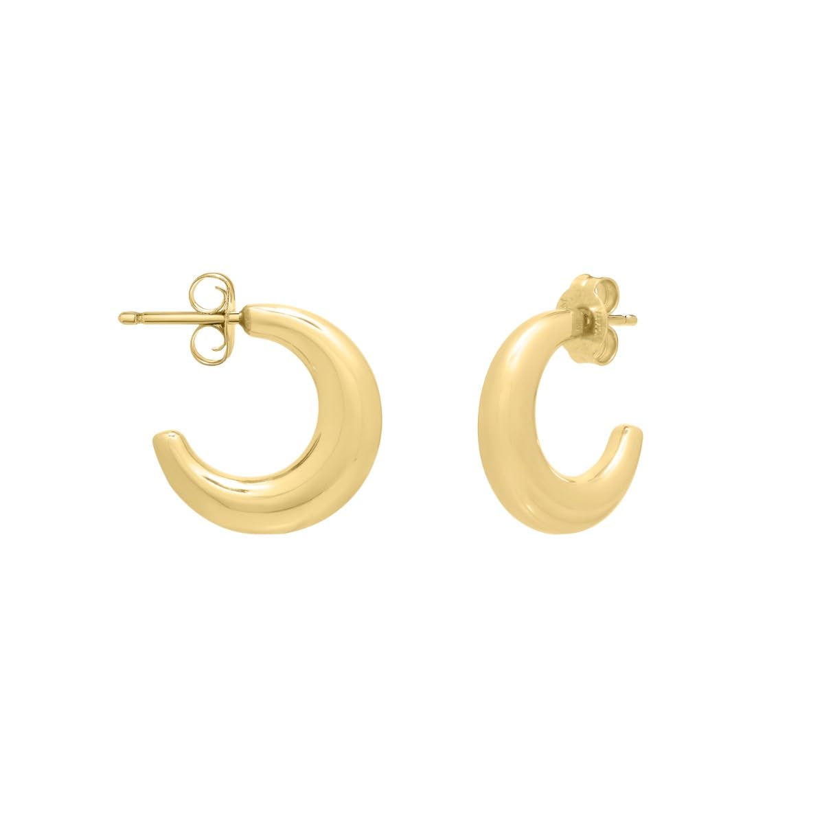 14k Yellow Gold 14mm Puffy C Hoop Earrings