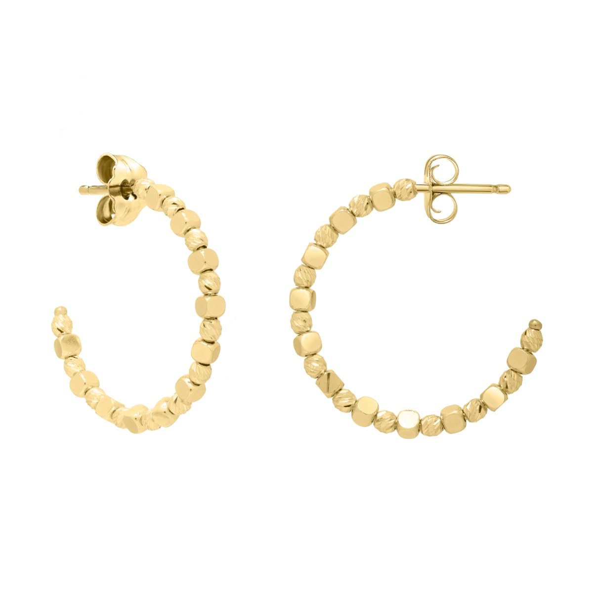 14k Yellow Gold 14mm Pebble C Hoop Earrings