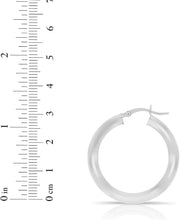 Load image into Gallery viewer, 10k White Gold 25mm x 4mm High Polish Round Tube Hoop Earrings
