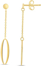 Load image into Gallery viewer, 14k Yellow Gold 38mm Polished Single Oval Drop on a Chain Earrings
