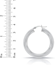 Load image into Gallery viewer, 10k White Gold 5mm High Polish Round Tube Hoop Earrings
