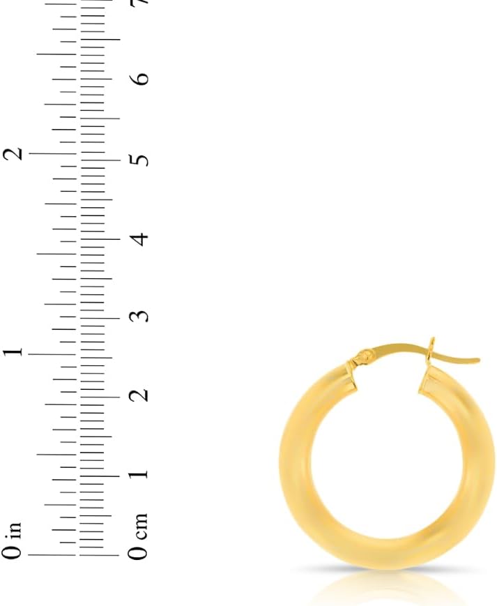 10k Yellow Gold 4mm High Polish Round Tube Hoop Earrings