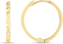 Load image into Gallery viewer, 14k Yellow Gold 12mm Diamond Cut Round Huggie Hoop Earrings
