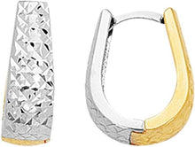 Load image into Gallery viewer, 14k Yellow Gold and White Gold 20mm Reversible Diamond Cut Huggie Earrings
