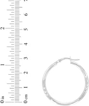 Load image into Gallery viewer, 10k White Gold 2mm High Polish and Satin Finish Round Tube Hoop Earrings
