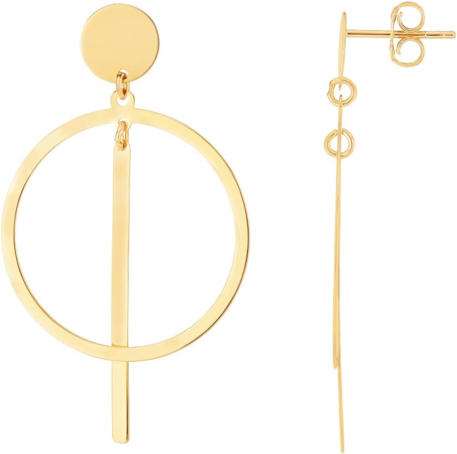 14k Yellow Gold 43.7mm Geometric Drops Earrings