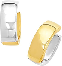 Load image into Gallery viewer, 14k Yellow Gold and White Gold 15mm Reversible Huggie Earrings
