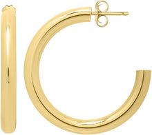 Load image into Gallery viewer, 14k Yellow Gold 4mm x 30mm High Polish Open C Hoop Earrings
