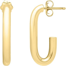 Load image into Gallery viewer, 14k Yellow Gold 27mm High Polish Hoop J Tube Drop Earrings
