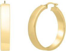 Load image into Gallery viewer, 14k Yellow Gold Small High Polish Square Wedding Band Hoop Earrings
