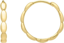 Load image into Gallery viewer, 14k Yellow Gold 14.3mm Medium Rice Hoop Earrings
