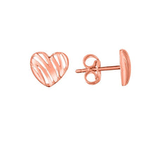 Load image into Gallery viewer, 14k Yellow Gold 7.5mm Scribble Heart Stud Earrings
