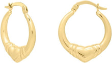 Load image into Gallery viewer, 14k Yellow Gold 18.5mm Heart Hoops Earrings
