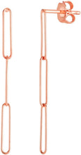 Load image into Gallery viewer, 14k Rose Gold 39.2mm Extra Long Lungo Paperclip Drop Earrings
