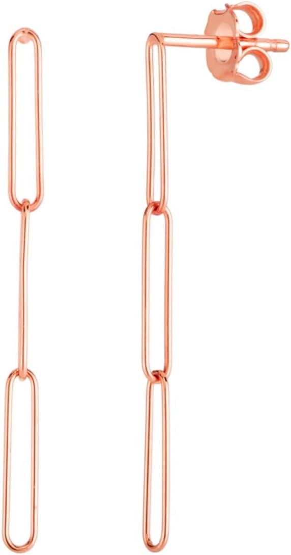 14k Rose Gold 39.2mm Extra Long Lungo Paperclip Drop Earrings