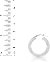 Load image into Gallery viewer, 10k White Gold 25mm x 4mm High Polish Round Tube Hoop Earrings
