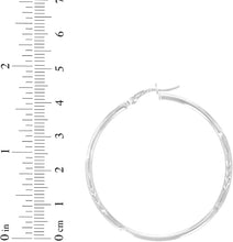 Load image into Gallery viewer, 10k White Gold 2mm High Polish and Satin Finish Round Tube Hoop Earrings
