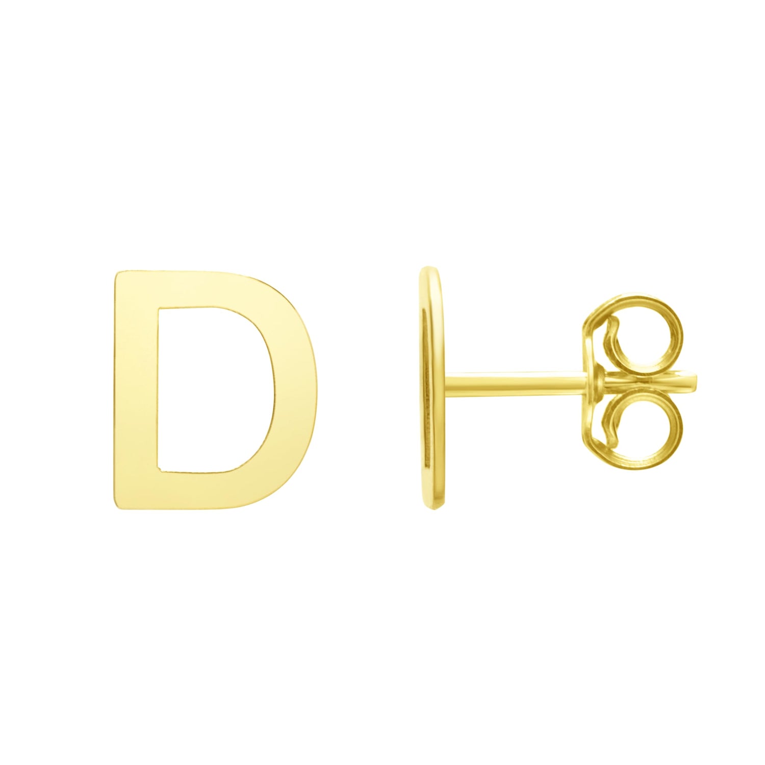 14k Yellow Gold 6.5mm High Polish Initial-D Stud Earrings