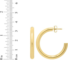 Load image into Gallery viewer, 14k Yellow Gold 4mm x 30mm High Polish Open C Hoop Earrings
