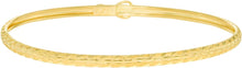 Load image into Gallery viewer, 10k Yellow Gold 3mm Subtle Stripe Satin Finish Textured Flex Bangle Bracelet
