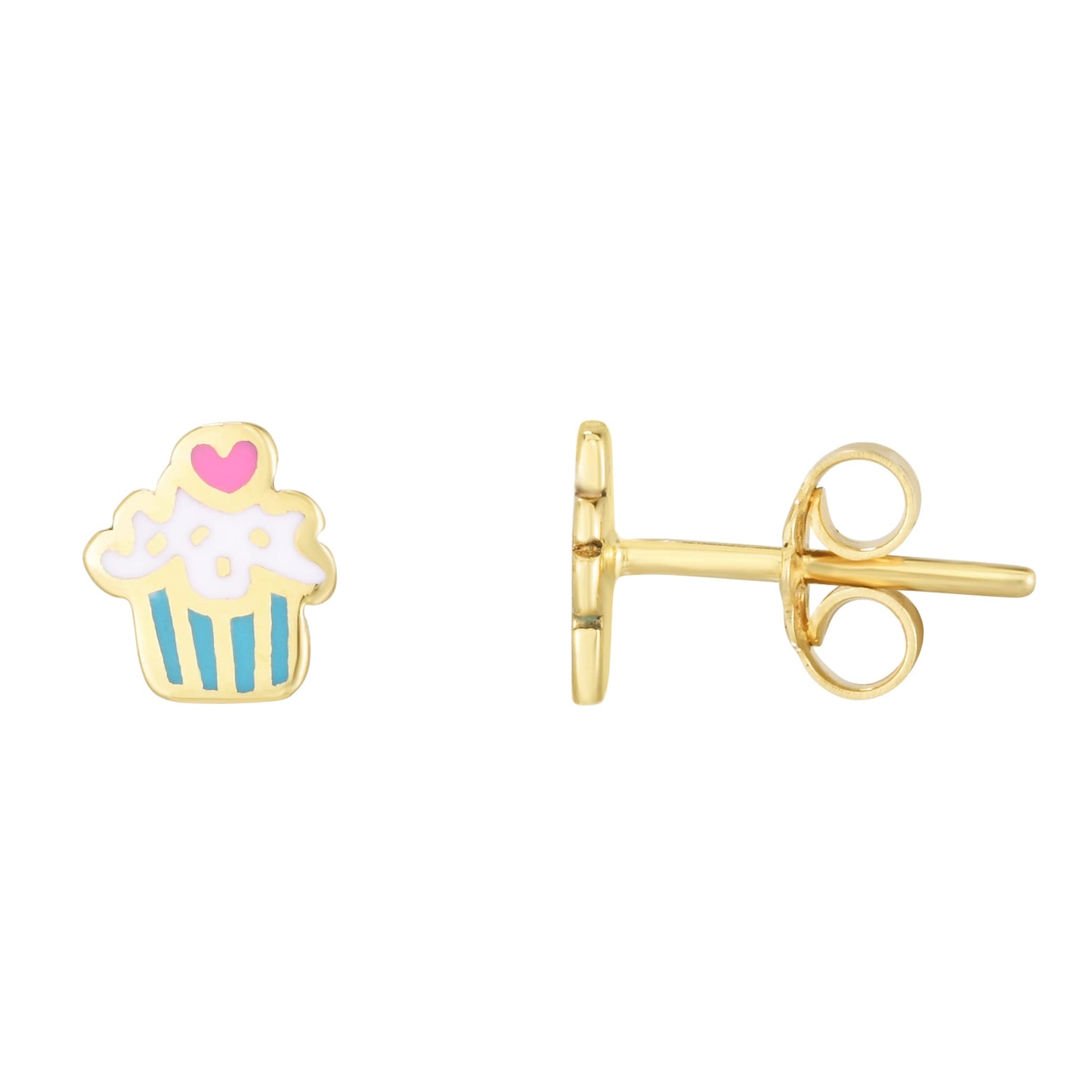 14k Yellow Gold 7mm High Polished Cupcake Stud Earrings