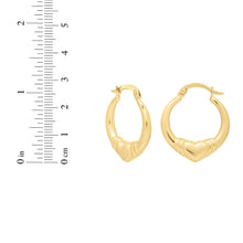 Load image into Gallery viewer, 14k Yellow Gold 18.5mm Heart Hoops Earrings
