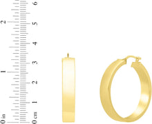 Load image into Gallery viewer, 14k Yellow Gold Small High Polish Square Wedding Band Hoop Earrings
