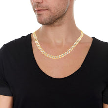 Load image into Gallery viewer, 10k Yellow Gold and White Gold 8.5mm Solid Two-Tone Curb Cuban Chain Necklace
