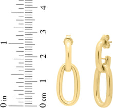 Load image into Gallery viewer, 14k Yellow Gold 29mm High Polish Oval Link Drop Earrings
