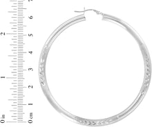 Load image into Gallery viewer, 10k White Gold 4mm High Polish and Satin Finish Round Tube Hoop  Earrings
