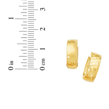 Load image into Gallery viewer, 14k Yellow Gold and White Gold 15mm Reversible Diamond Cut &amp; Polished Huggie Earrings
