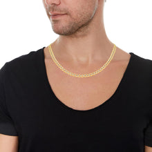 Load image into Gallery viewer, 10k Yellow Gold and White Gold 6mm Solid Two-Tone Curb Cuban Chain Necklace
