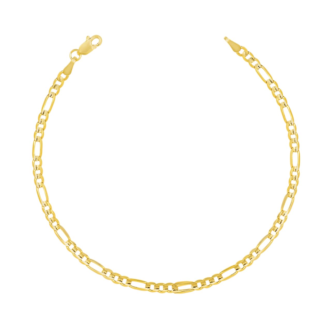 10k Yellow Gold 3.2mm Solid Clasic Figaro Bracelet or Anklet