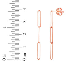 Load image into Gallery viewer, 14k Rose Gold 39.2mm Extra Long Lungo Paperclip Drop Earrings
