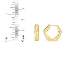 Load image into Gallery viewer, 14k Yellow Gold 16mm Bamboo Huggie Hoops with Snap Clasp Earrings
