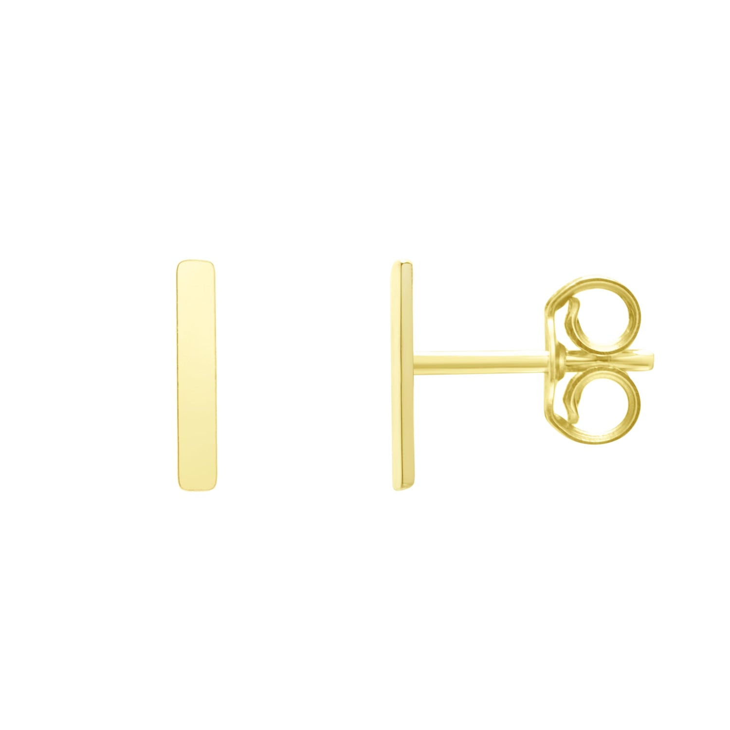 14k Yellow Gold 6.5mm High Polish Initial-I Stud Earrings