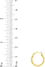 Load image into Gallery viewer, 10k Yellow Gold 2mm Diamond Cut Round Tube Hoop Earrings
