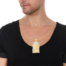 Load image into Gallery viewer, 10k Yellow Gold Face of Jesus Christ Two-Tone Religious Pendant
